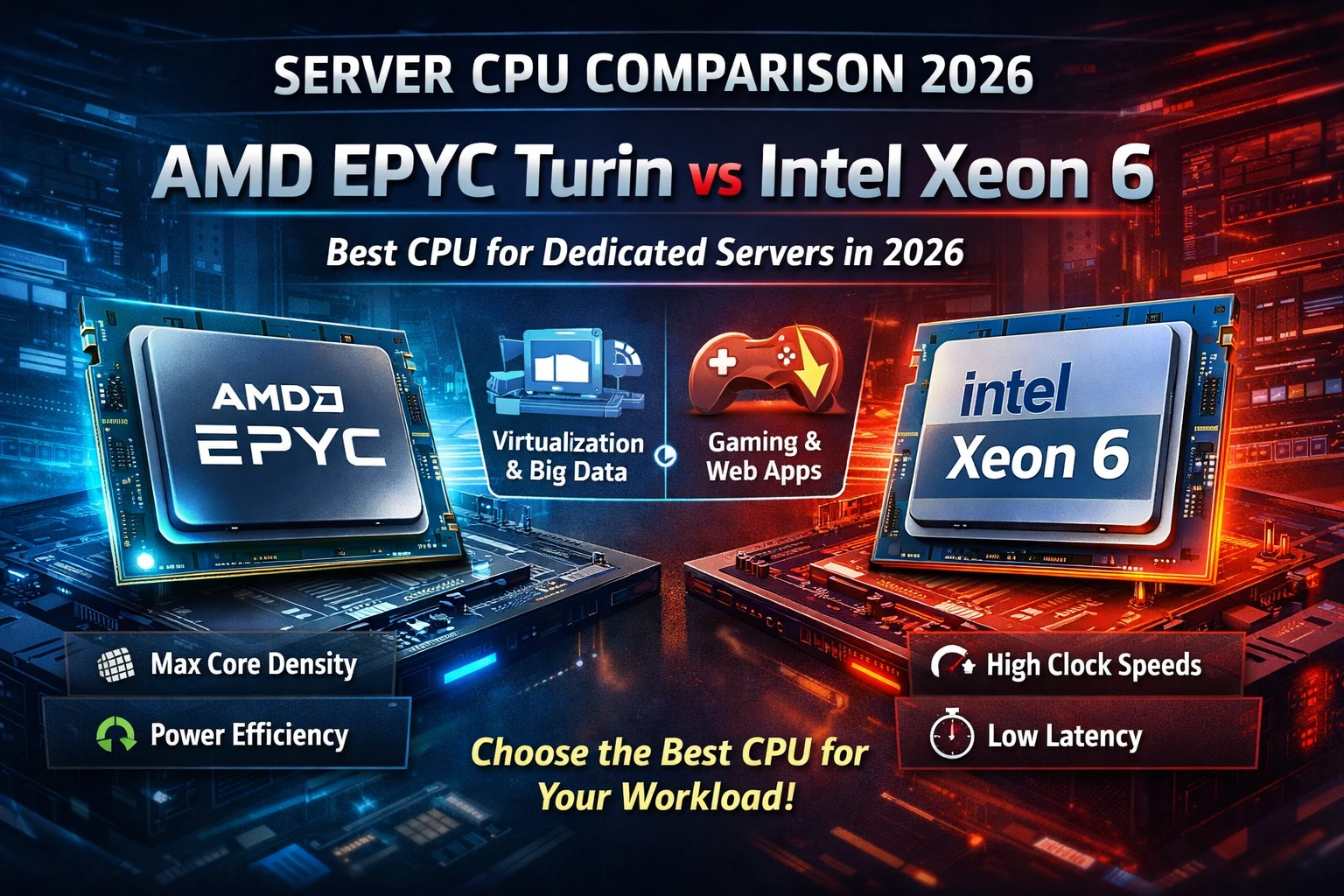 AMD EPYC Turin vs Intel Xeon 6: Which CPU Is Best for Dedicated Servers in 2026?